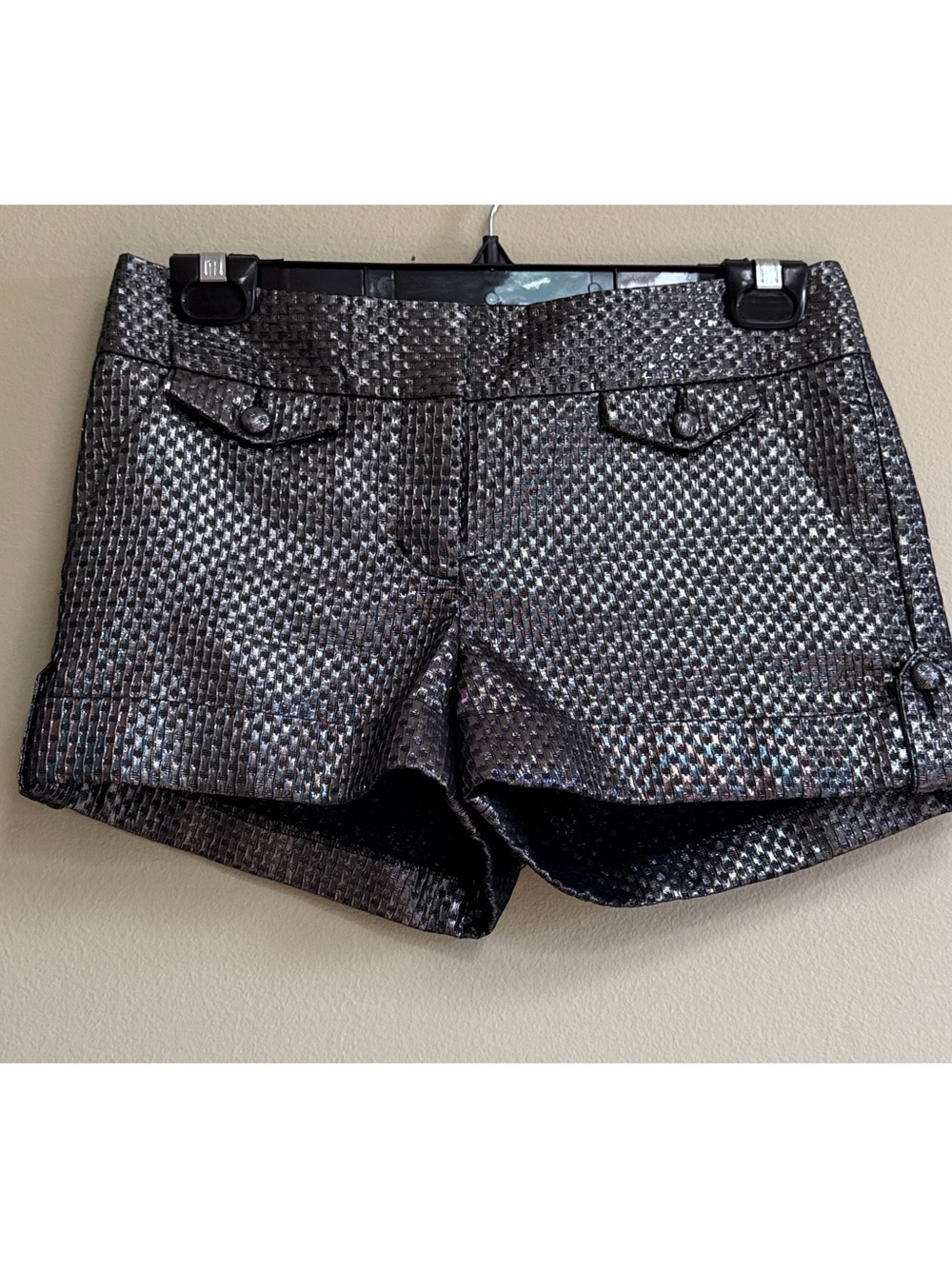 Textured Metallic Micro Shorts - Picture 2 of 5